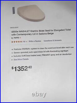 Lot Of 2 TOTO SW3056-12 Washlet S550e Elongated Bidet Toilet Seat Sedona Beige
