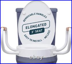 Lunderg Raised Toilet Seat with Handles Elongated Easy to Install Toilet Sea