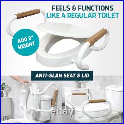 Lunderg Raised Toilet Seat with Handles Elongated Easy to Install Toilet Sea
