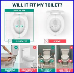 Lunderg Raised Toilet Seat with Handles Elongated Easy to Install Toilet Sea