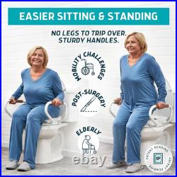 Lunderg Raised Toilet Seat with Handles Elongated Easy to Install Toilet Sea