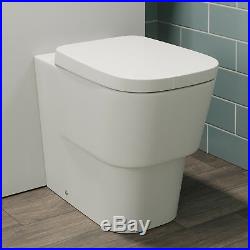 Luxury BTW Back To Wall Toilet Pan WC Modern Top Mounted Soft Close Seat White