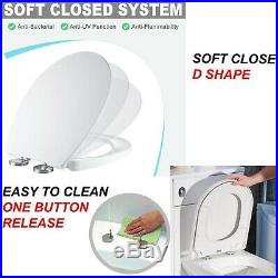 Luxury Soft Close White D Shape Bathroom Toilet Seat With Metal Fixing Hinges