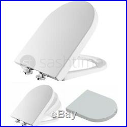 Luxury White D Shape Toilet Seat Soft Close With Top Fixing Hinges Heavy Duty