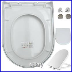 Luxury White D Shape Toilet Seat Soft Close With Top Fixing Hinges Heavy Duty