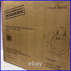 Maintenance Warehouse Plastic Round Toilet Seat with Cover, White 568320 Lot Of 10