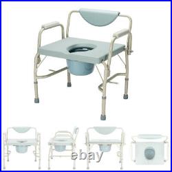 Medical Large Bedside Toilet Steel Commode Bariatric Seat Chair Pad Adult Potty