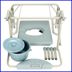 Medical Large Bedside Toilet Steel Commode Bariatric Seat Chair Pad Adult Potty
