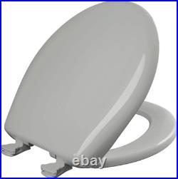 Modern Plastic Round Toilet Seat, Slow Close & Easy Clean Ice Grey Design