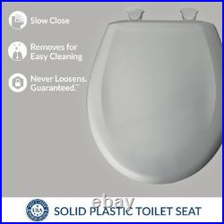 Modern Plastic Round Toilet Seat, Slow Close & Easy Clean Ice Grey Design