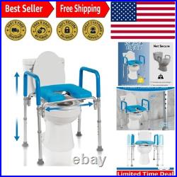 Multi-Functional Raised Toilet Seat with Arm Handles Fits All Toilets, 330 lb