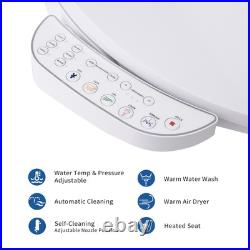 New Smart Bidet Toilet Seat Elongated Heated and Dryer Nightlight Warm Water