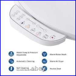 New Smart Bidet Toilet Seat Elongated Heated and Dryer Nightlight Warm Water