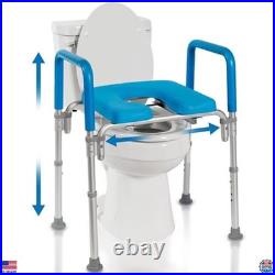 Padded Raised Toilet Seat with Handles, Adjustable Height, 420lb Capacity