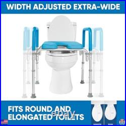 Padded Raised Toilet Seat with Handles, Adjustable Height, 420lb Capacity