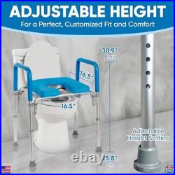 Padded Raised Toilet Seat with Handles, Adjustable Height, 420lb Capacity