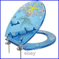 Polyresin Ocean Life Dolphins Toilet Seat By, Standard Round, 17 Inches, Cle