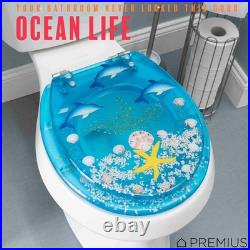 Polyresin Ocean Life Dolphins Toilet Seat By, Standard Round, 17 Inches, Cle Polyresin Ocean Life Dolphins Toilet Seat By, Standard Round, 17 Inches, Cle