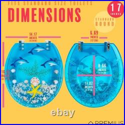 Polyresin Ocean Life Dolphins Toilet Seat By, Standard Round, 17 Inches, Cle
