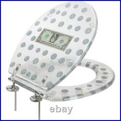 Polyresin Real Dollar Bill & Plastic Coins Money Toilet Seat By, Standard Ro