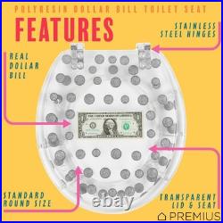 Polyresin Real Dollar Bill & Plastic Coins Money Toilet Seat By, Standard Ro