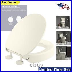 Quiet-Close Round Toilet Seat Contoured Seat with Grip-Tight Bumpers Biscuit