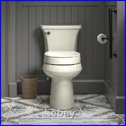 Quiet-Close Round Toilet Seat Contoured Seat with Grip-Tight Bumpers Biscuit
