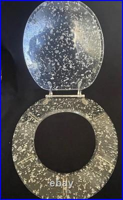 RARE Mid century Modern 1950's Acrylic, Silver Flex Toilet Seat