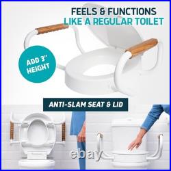 Raised Toilet Seat with Handles Round/Standard Easy to Install Toilet Sea Raised Toilet Seat with Handles Round/Standard Easy to Install Toilet Sea