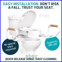 Raised Toilet Seat with Handles Round/Standard Easy to Install Toilet Sea Raised Toilet Seat with Handles Round/Standard Easy to Install Toilet Sea