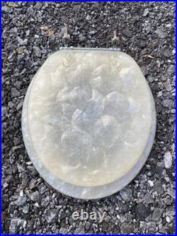 Rare Vintage Beige / Gold Tone Pearl Plastic Resin Toilet Seat