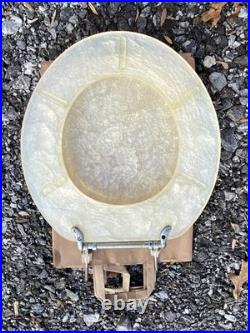 Rare Vintage Beige / Gold Tone Pearl Plastic Resin Toilet Seat