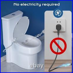 Round Bidet Toilet Seat Plastic White Non-Electric Dual Nozzle Easy Install