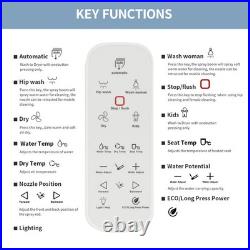 Smart Bidet Toilet Seat, White, Endless Warm Water, Rear and Front Wash, LED