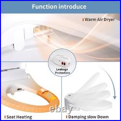 Smart Bidet Toilet Seat, White, Endless Warm Water, Rear and Front Wash, LED