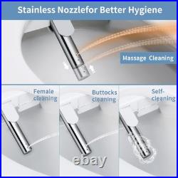 Smart Bidet Toilet Seat, White, Endless Warm Water, Rear and Front Wash, LED