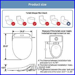 Smart Bidet Toilet Seat, White, Endless Warm Water, Rear and Front Wash, LED