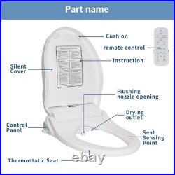 Smart Bidet Toilet Seat, White, Endless Warm Water, Rear and Front Wash, LED