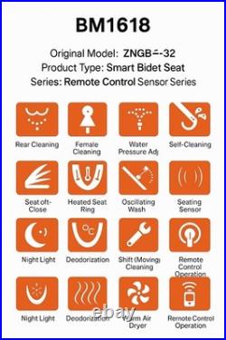 Smart Bidet Toilet Seat with Remote Control Heated Seat Warm Air Dryer
