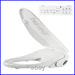 Smart Electric Bidet Toilet Seat Elongated Bathroom with Self-Cleaning Water White
