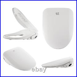 Smart Electric Bidet Toilet Seat Elongated Bathroom with Self-Cleaning Water White