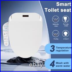 Smart Electric Bidet Toilet Seat Elongated White Remote Heated Water Dryer