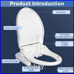 Smart Electric Bidet Toilet Seat Elongated White Remote Heated Water Dryer
