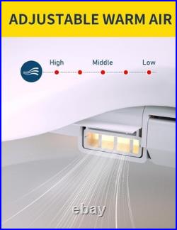 Smart Heated Toilet Seat with Bidet Slow Close, Warm Water, Dryer, Vortex Wash