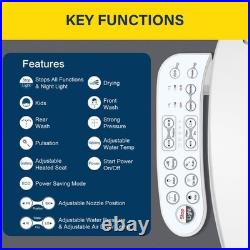 Smart Heated Toilet Seat with Bidet Slow Close, Warm Water, Dryer, Vortex Wash