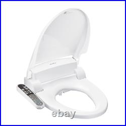 Smartbidet Electric Bidet Seat with Control Panel for Elongated Toilets in White