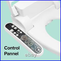 Smartbidet Electric Bidet Seat with Control Panel for Elongated Toilets in White