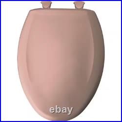 Soft-Close Elongated Easy-Clean Never-Loosens Plastic Toilet Seat in Wild Rose