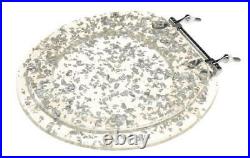 Standard Size Resin Toilet Seat with Chrome Hinges Clear Frame Silver Foil Flakes