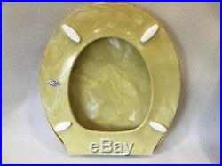Bowl TS-14 Hwd & Lid Round Reg Vintage Yellow Pearl Telso Toilet Seat 